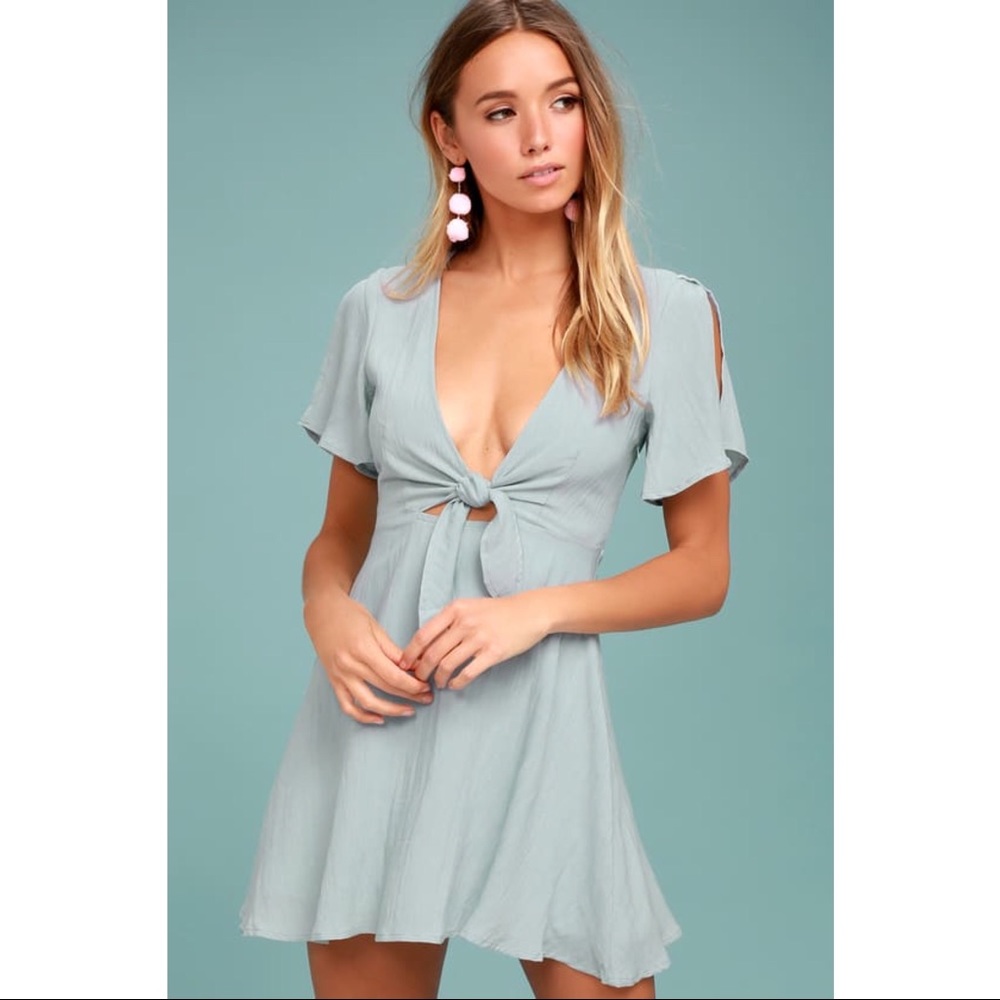 Lulus Sea Day Light Blue Skater Dress NWOT